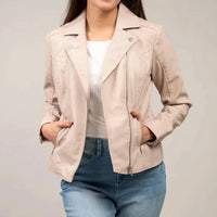 Pine Apparel - Asymmetric Quilted Faux Leather Jacket - Plus Size
