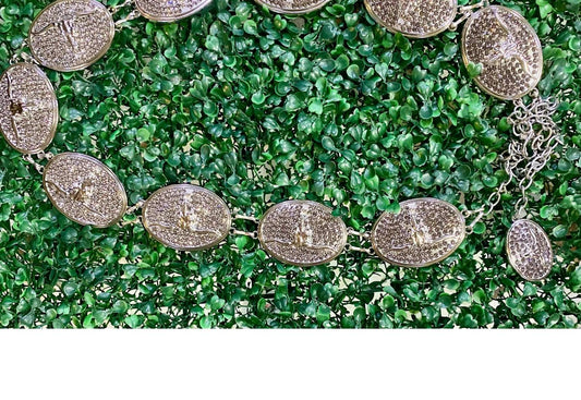 Boho Ranch - Women's Rhinestone Longhorn Concho Chain Belt