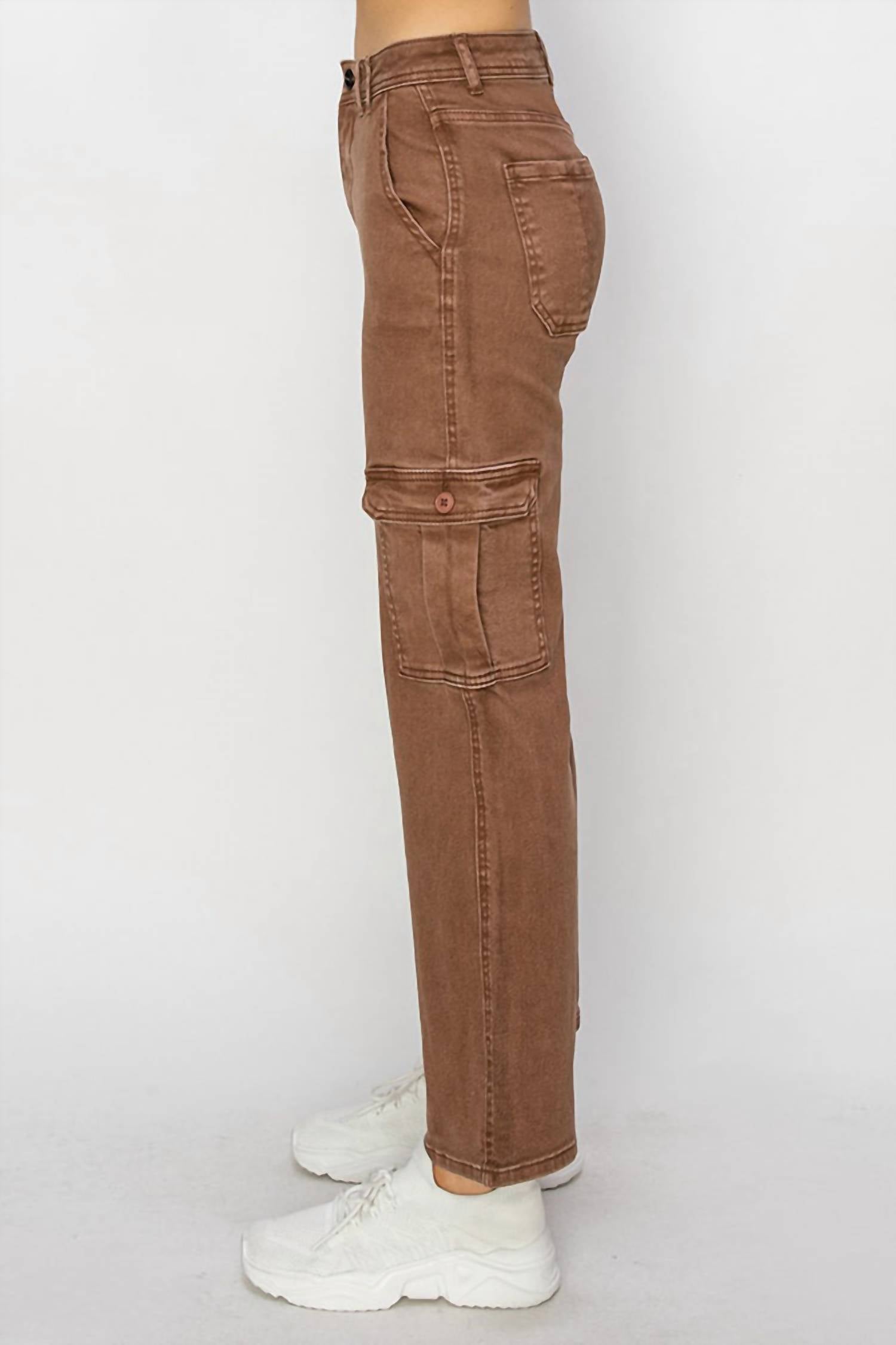 Risen - High Rise Crop Straight Cargo Pants