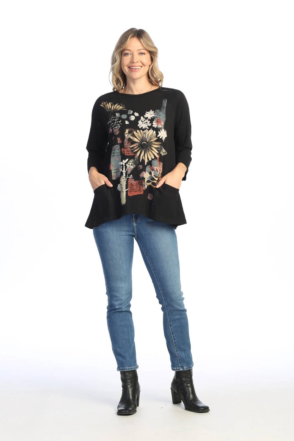 Jess & Jane - Golden Mineral Washed Patch Pocket Cotton Top