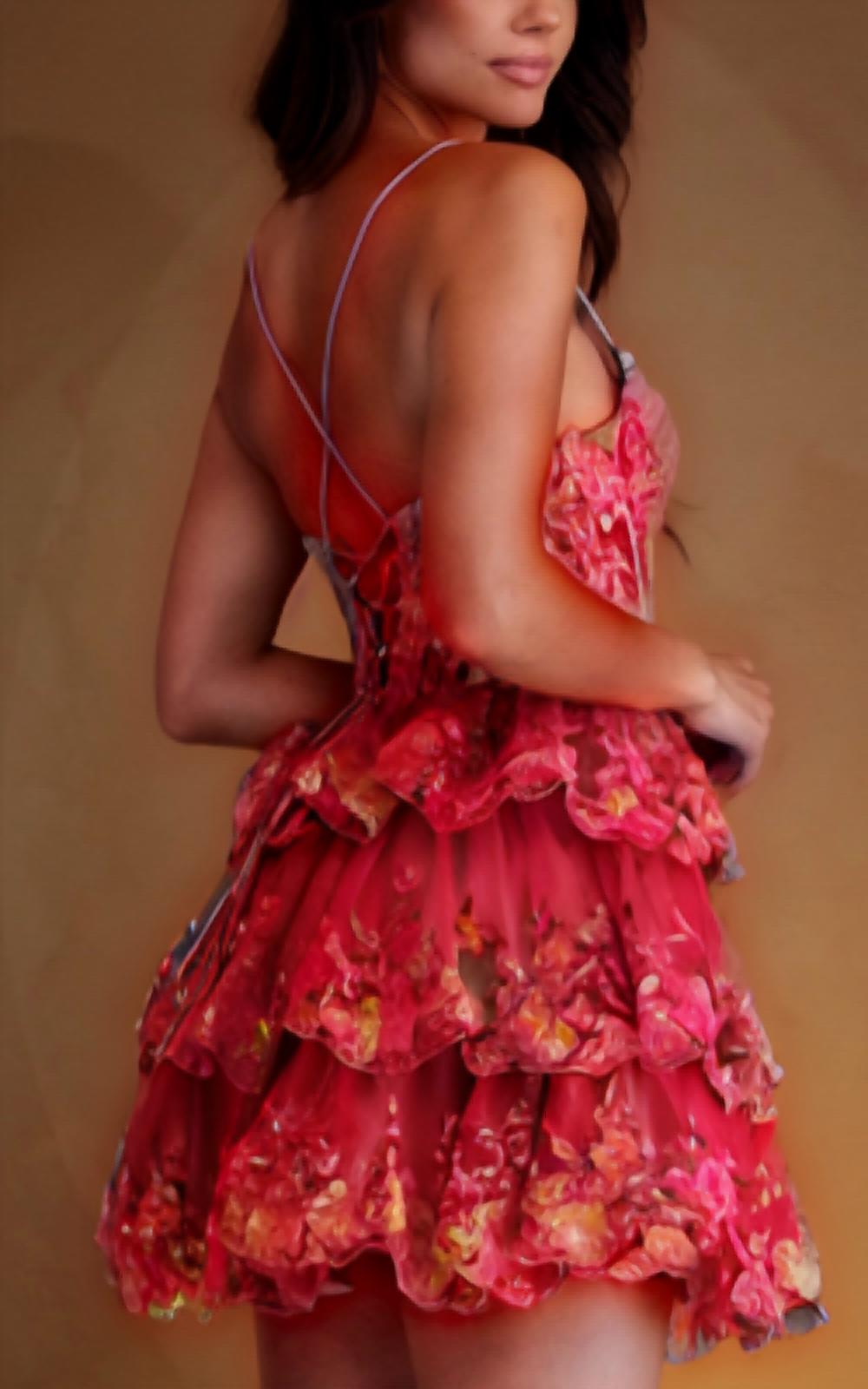 Amelia Couture - Lace Sequin Sleeveless Short Dress