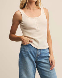 Z Supply Starling Mini Thermal Tank Top in crystal - women's tank top - detail view