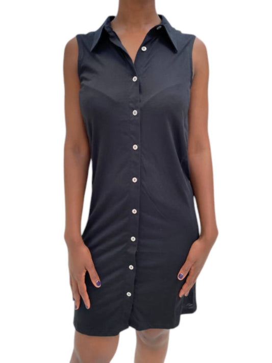 Goldie - Sleeveless Two Fabric Shirt Dress