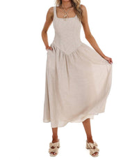 Mustard Seed Showing Off Stripe Maxi Dress in taupe - women's dress - view 5