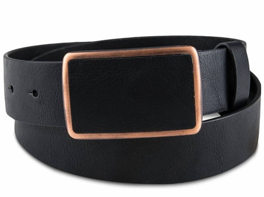 Sun + Stone - Men's Bonded Leather Plaque Buckle Belt
