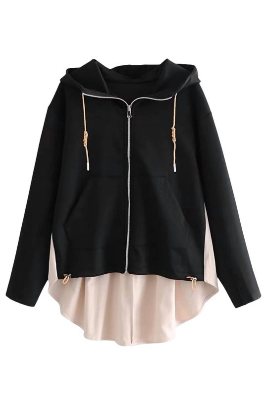 Sundayup - McKenna Contrast Front Zipper Hoodie Jacket
