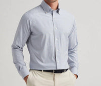 PETER MILLAR Rollins Performance Poplin Sport Shirt in blue - men's long sleeve top