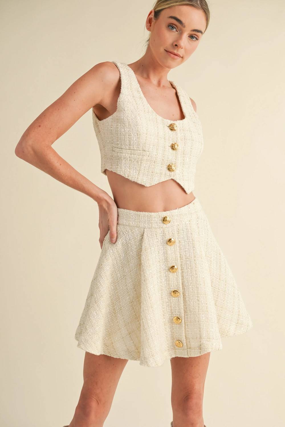 Mable - Jackie O Tweed Vest And Skirt Set