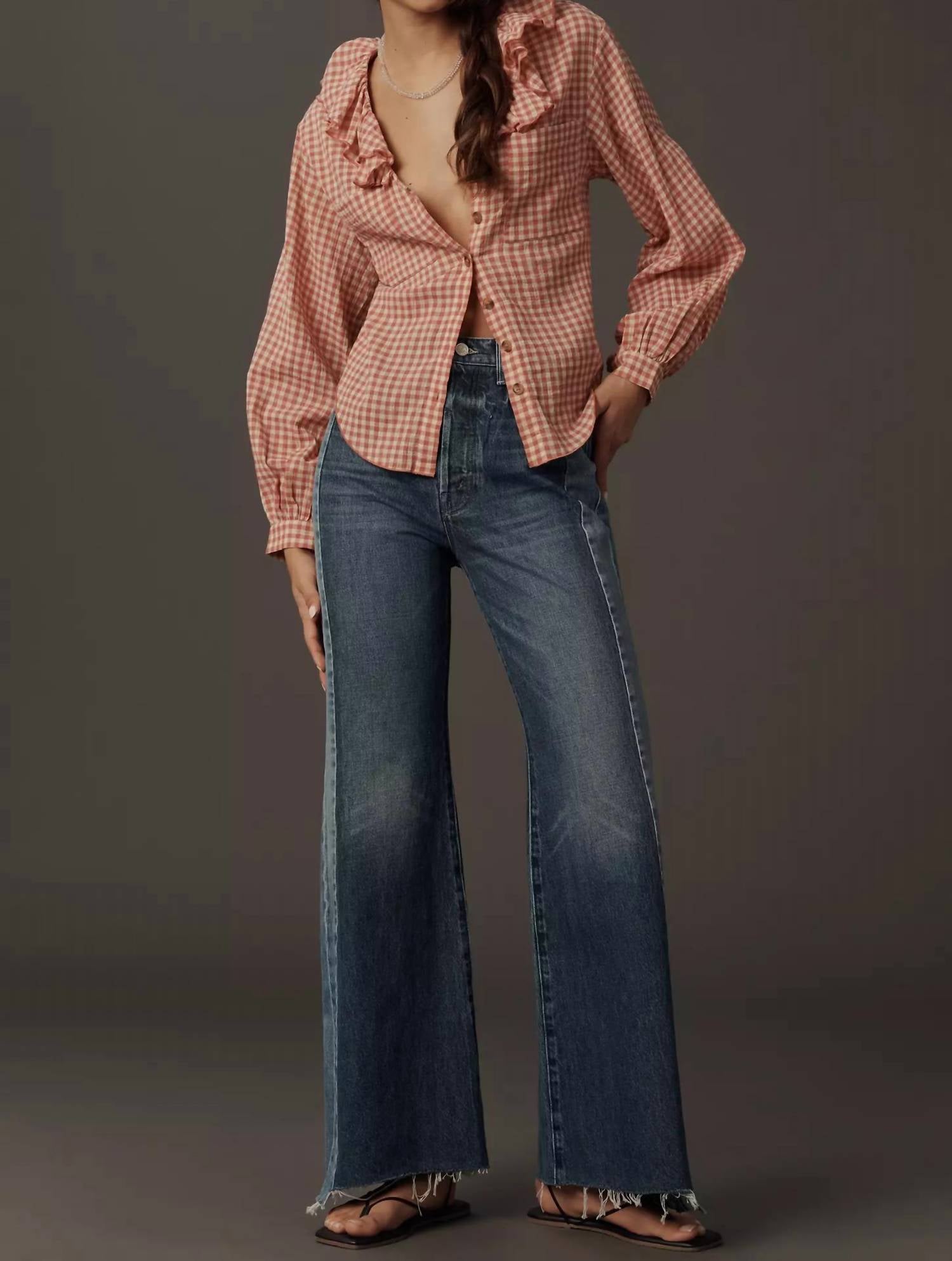 Mother The Tux Sidestepper Sneak Fray Jeans in double take - women's jeans - alternate view