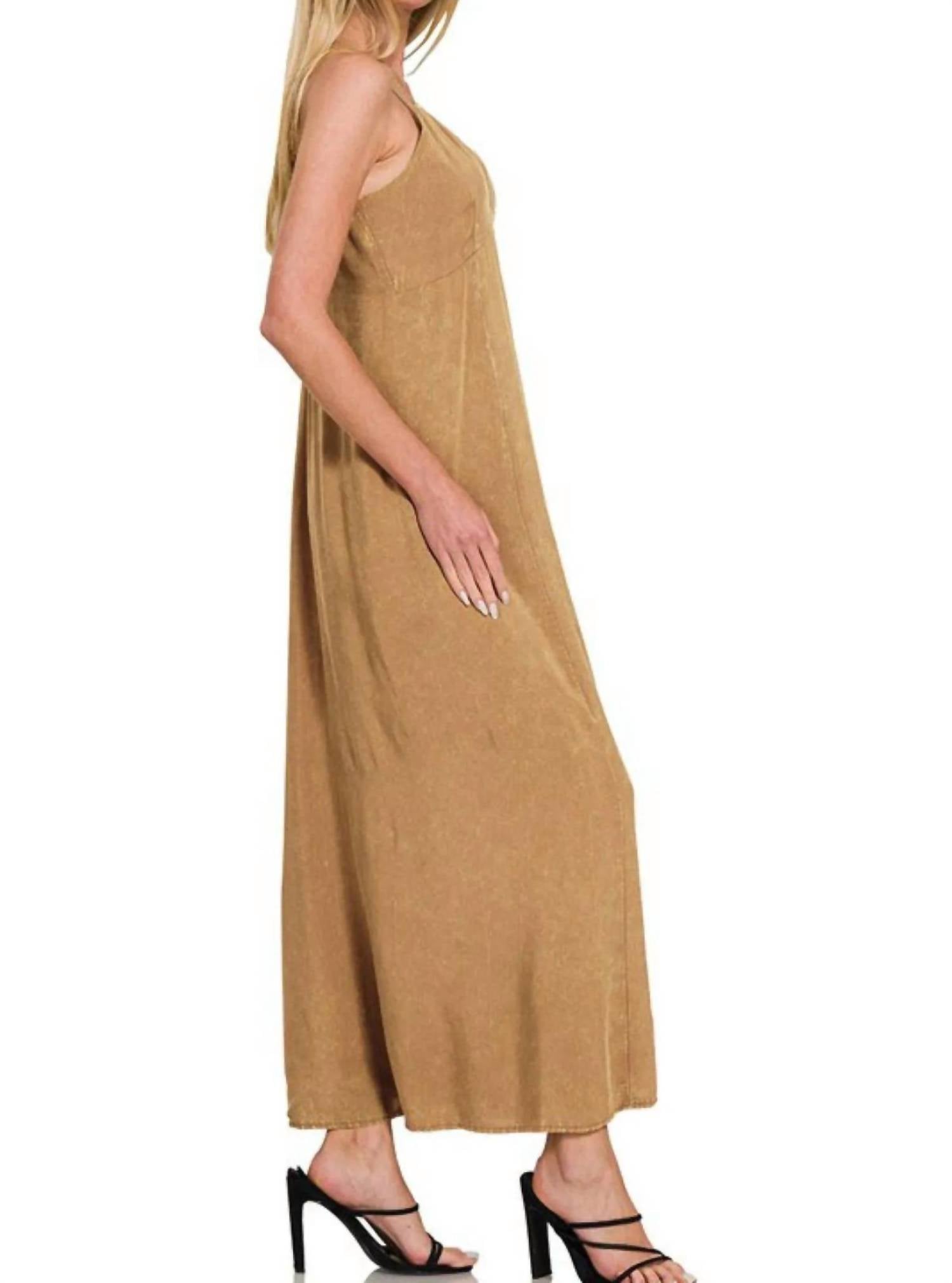 Zenana - Mineral Washed Rayon Challis Cami Dress