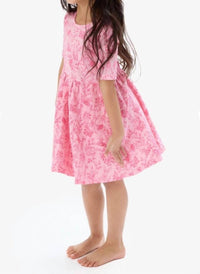 Rufflebutts - Girl's Cottontail Toile Short Sleeve Knit Twirl Dress