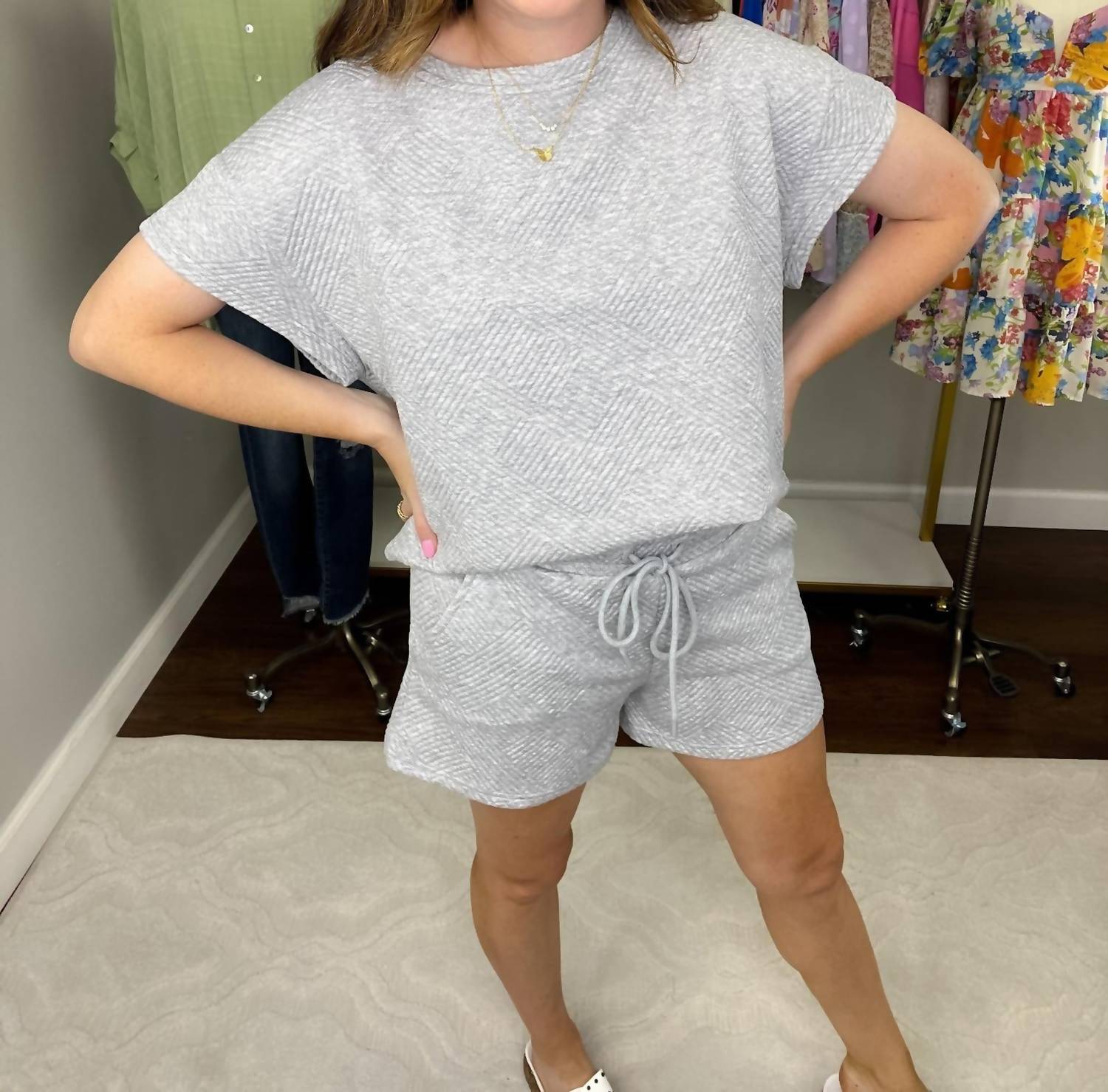 SEE AND BE SEEN Call My Jet Textured Shorts in heather grey - women's shorts - view 4