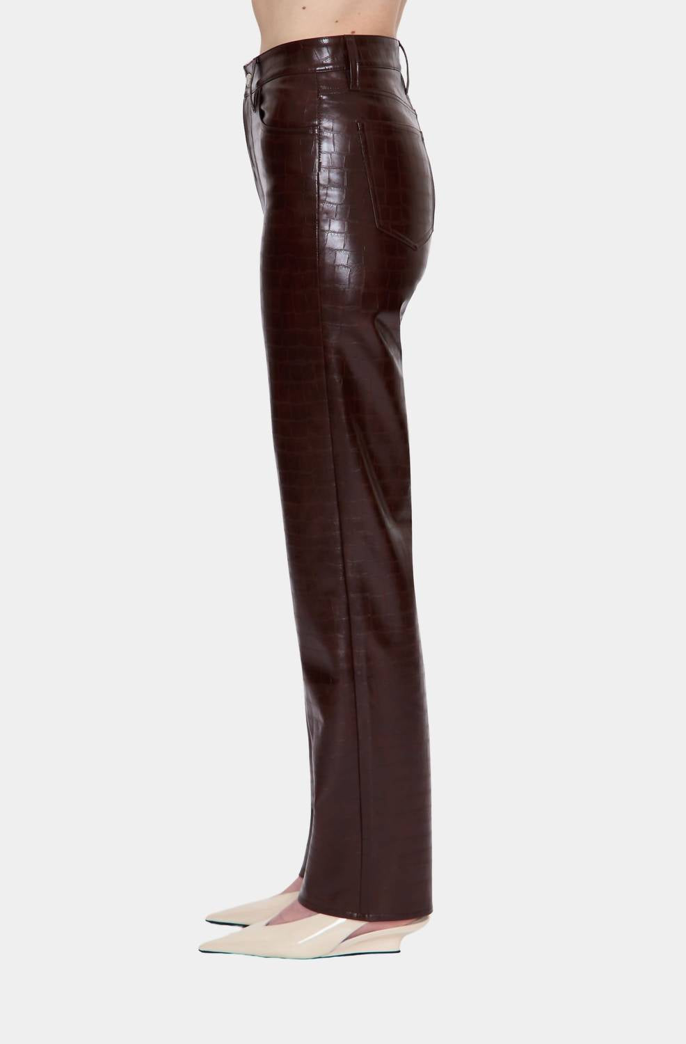 PISTOLA Cassie High Rise Straight Leg Jeans in tobacco croc - women's jeans - view 4