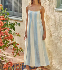 By Together - Striped Cami Pintuck Midi Dress