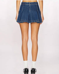 Free People Madison Ave Denim Mini Skirt in wandering eyes 1 - women's skirt - alternate view