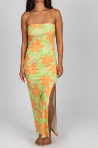 Rusty Hibiscus Maxi Dress in lime - women's dress