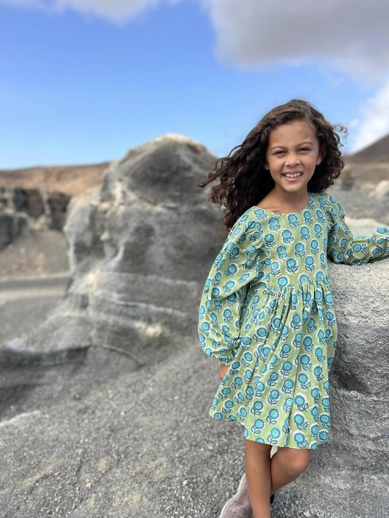 POPPET & FOX Prairie Dress in green floral - kids' dress - alternate view