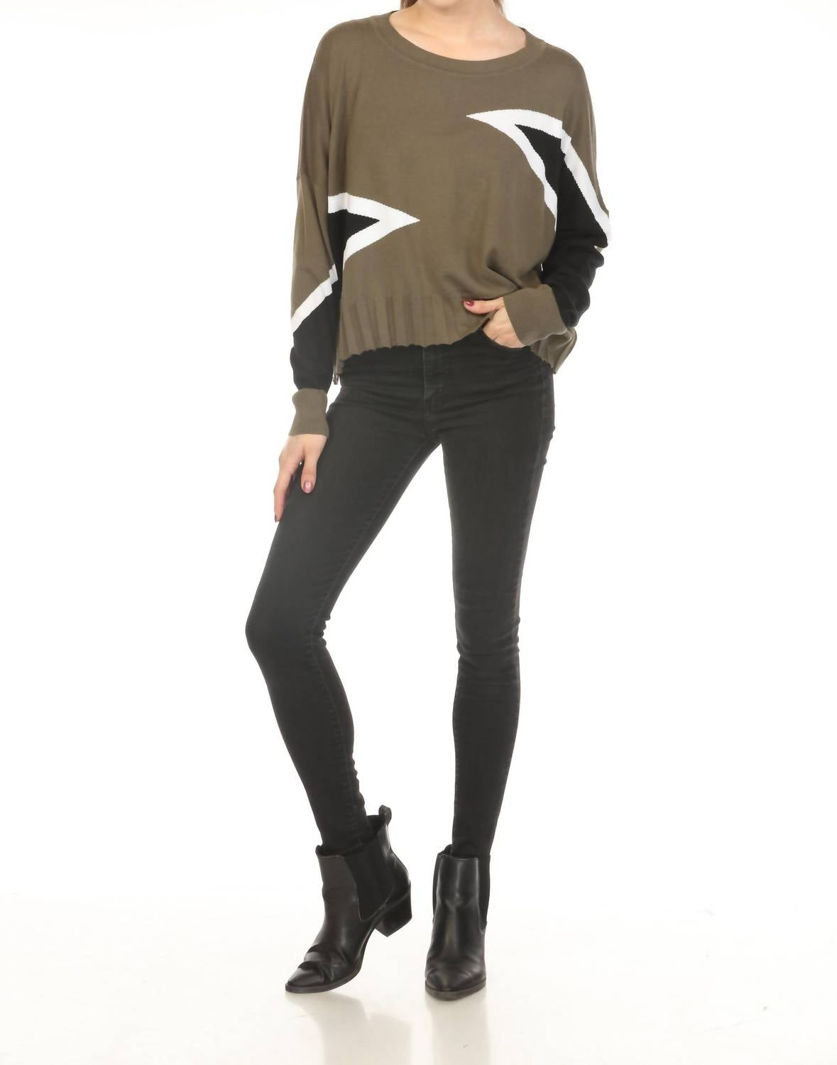 Planet By Lauren G. - Mini Triangle Crewneck Sweater