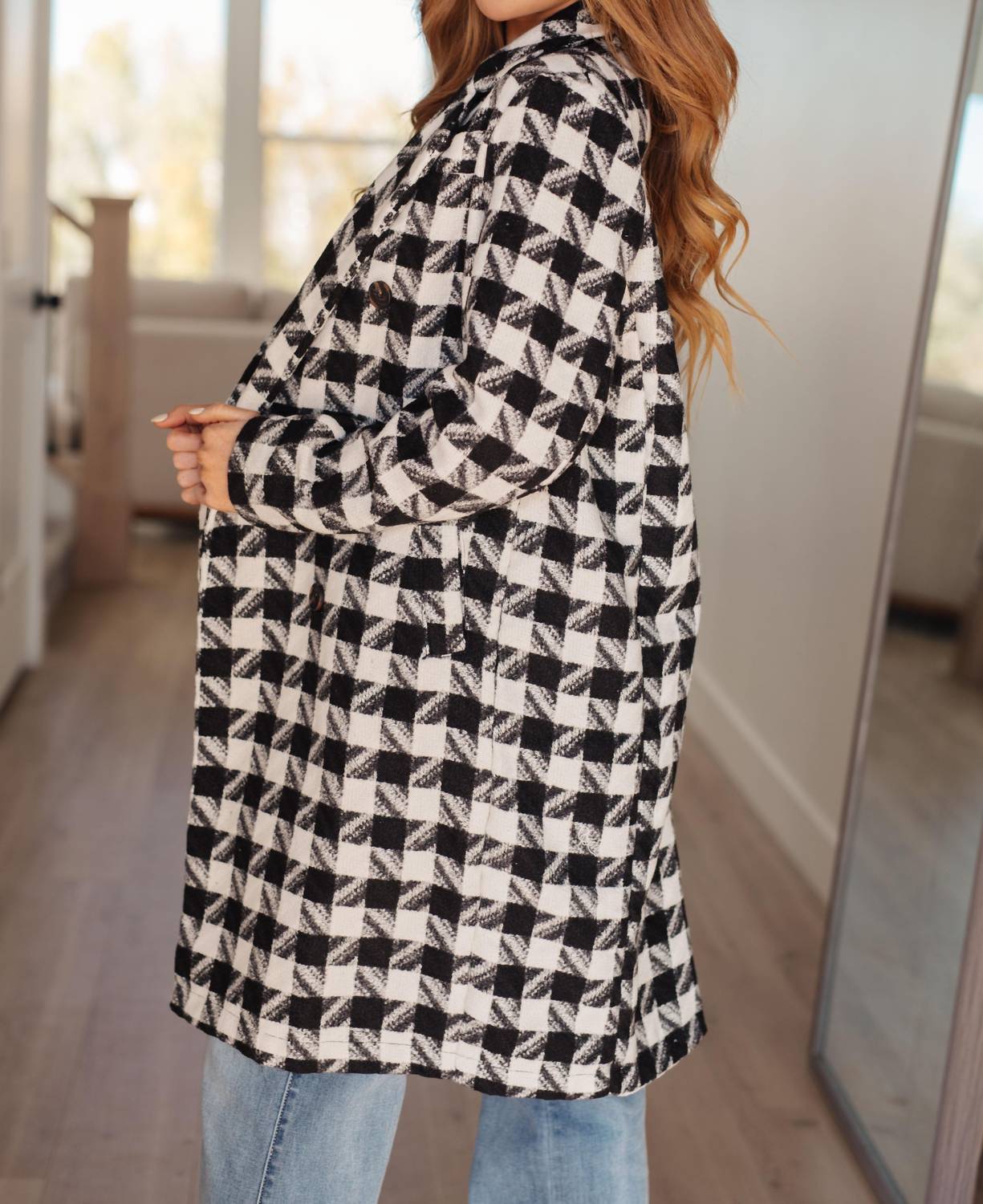 Davi & Dani - Monochromatic Moment Plaid Coat