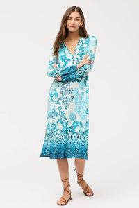Johnny Was - JANIE FAVORITE LONG SLEEVE BUTTON NECK DRESS