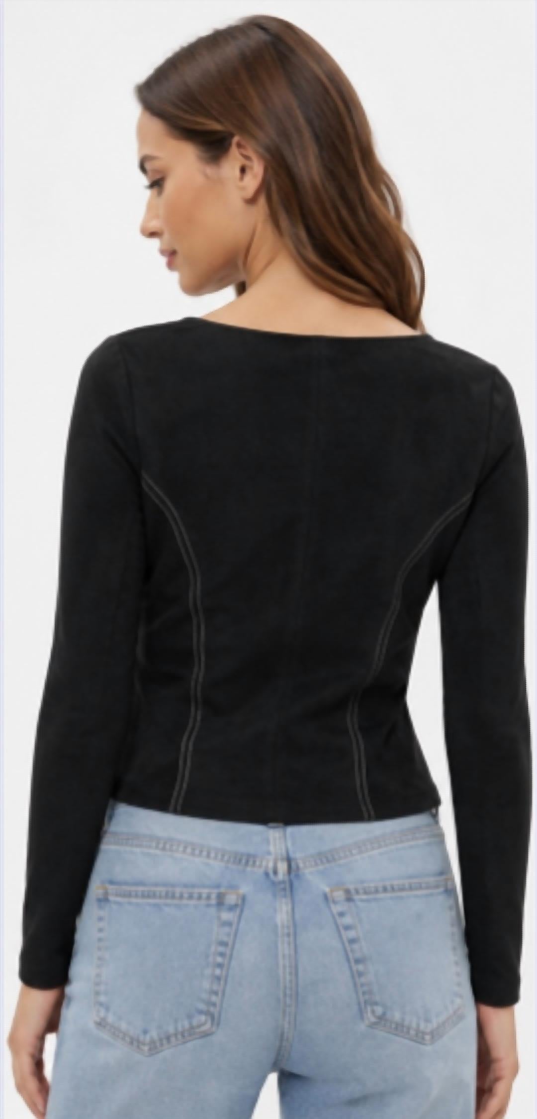 Fifteen Twenty - Faux Suede Stitch Top