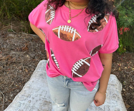 Bibi - Game Day Sequin Football Patches Top