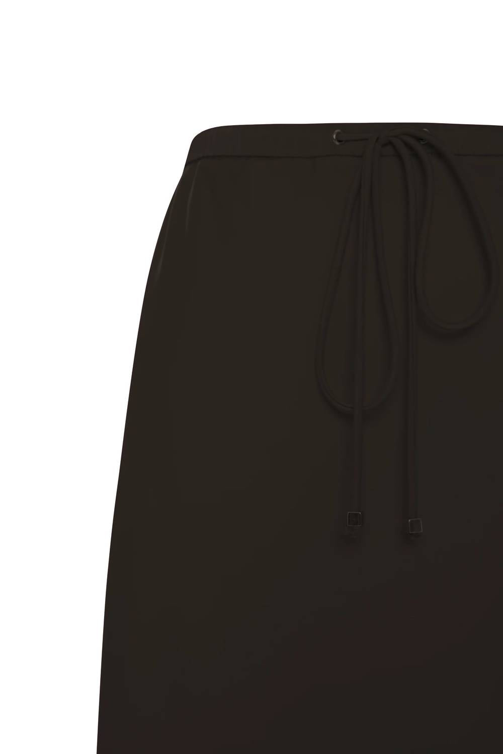 Exquise - Regular Drawstring Satin Midi Skirt