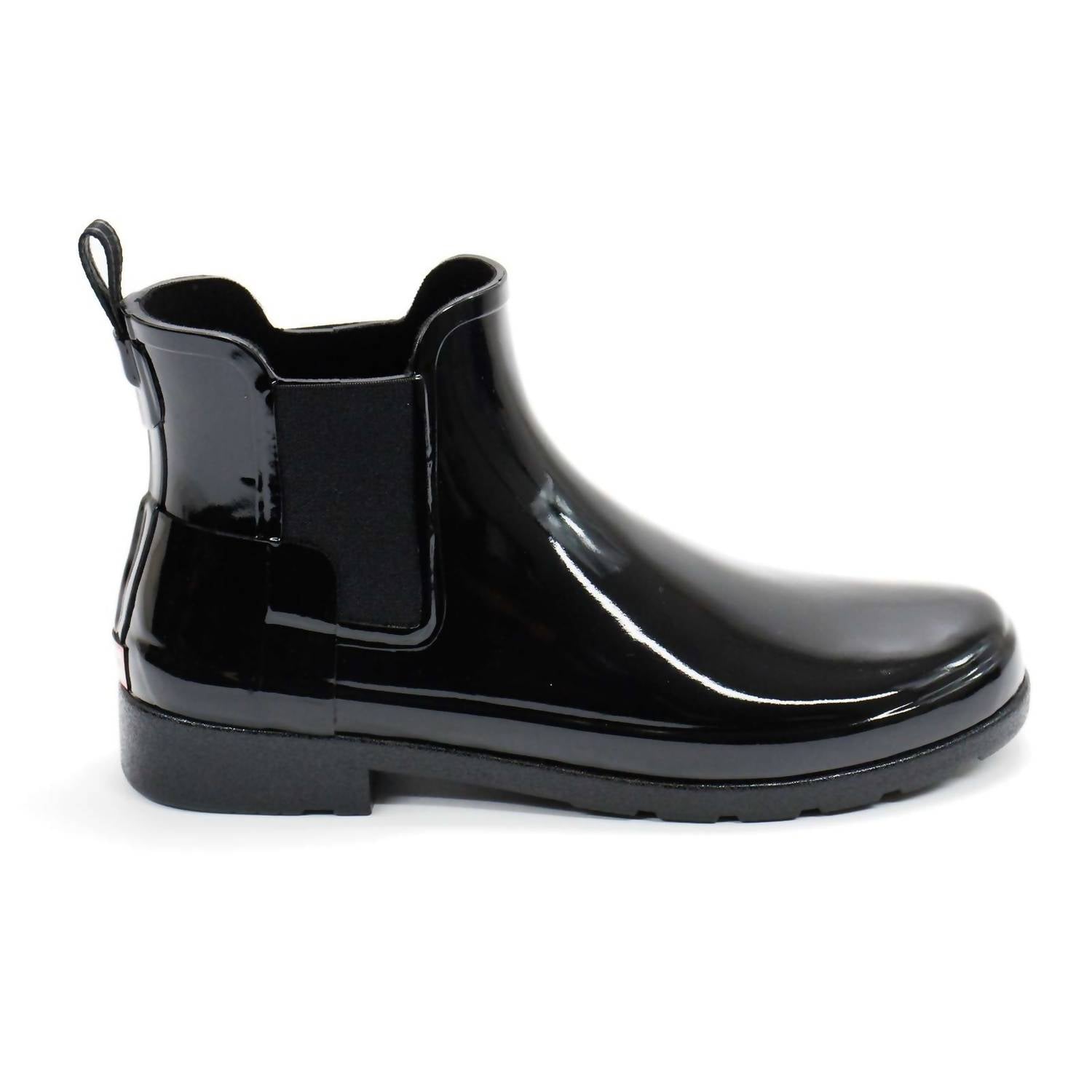 HUNTER Women's Original Refined Chelsea Gloss Rain Boots in black - women's shoe - detail view