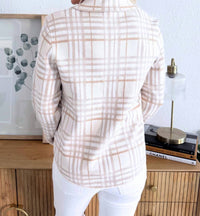 mystree Check Patterned Sweater Jacket in oatmeal mix - women's jacket - detail view