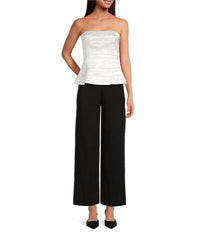LUCY PARIS Amy Woven Strapless Peplum Top in champagne - women's blouse - alternate view
