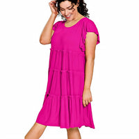 Zenana - Ruffle Sleeve Tiered Dress - Plus