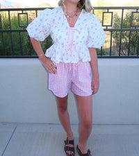 Mable - The Rosette Ribbon Blouse