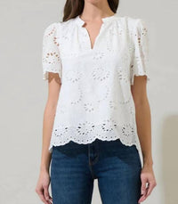 Sugarlips - Shirin Eyelet Split Neck Top