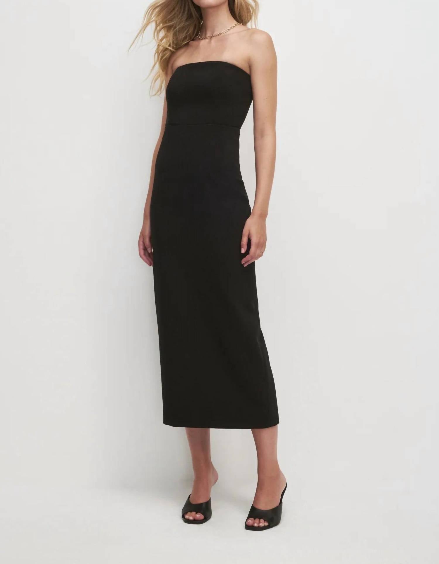 Favorite Daughter Long Willow Strapless Midi Dress in black - women's dress - detail view