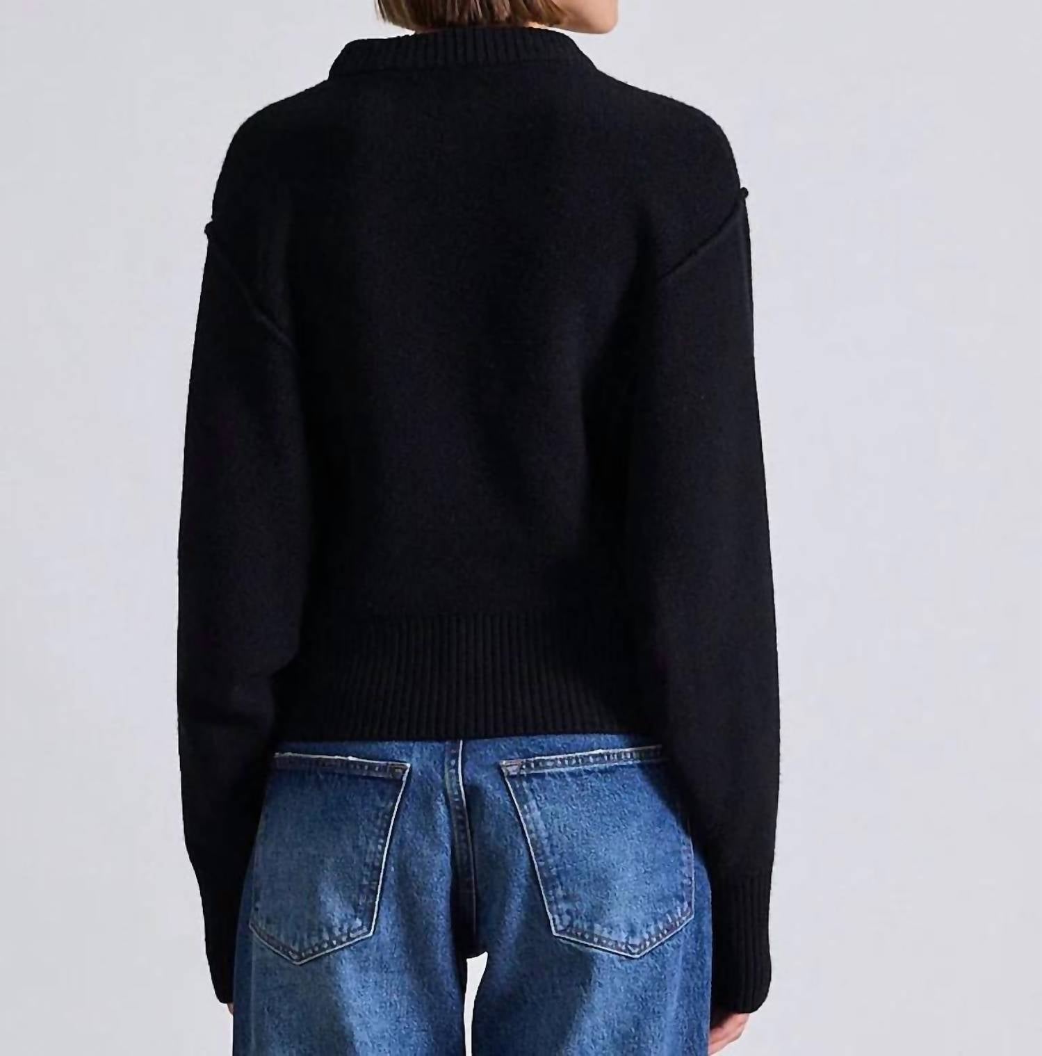 APIECE APART Alina Dolman Top in black - women's sweater - alternate view
