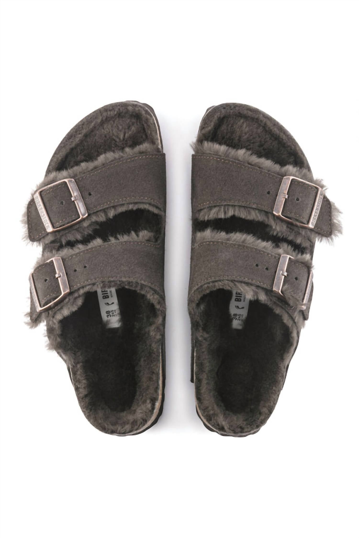 BIRKENSTOCK Unisex Arizona Shearling Suede Leather Sandals in mocha - women's sandal - view 5