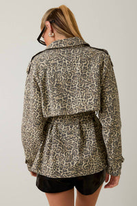 Sunday Edition - LEOPARD PRINTED DOUBLE BREASTED SHORT TRENCH COAT