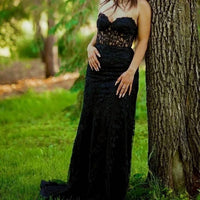 Sherri Hill Corset Top Strapless Prom Dress in black - women's dress