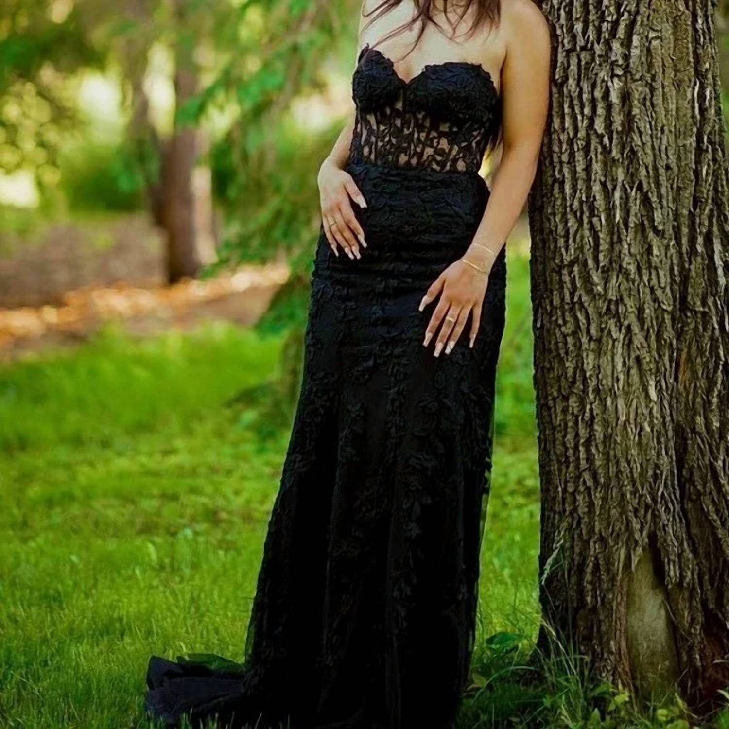 Sherri Hill Corset Top Strapless Prom Dress in black - women's dress
