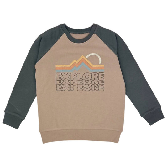 Tiny Whales - Boys' Explore Raglan Sweatshirt