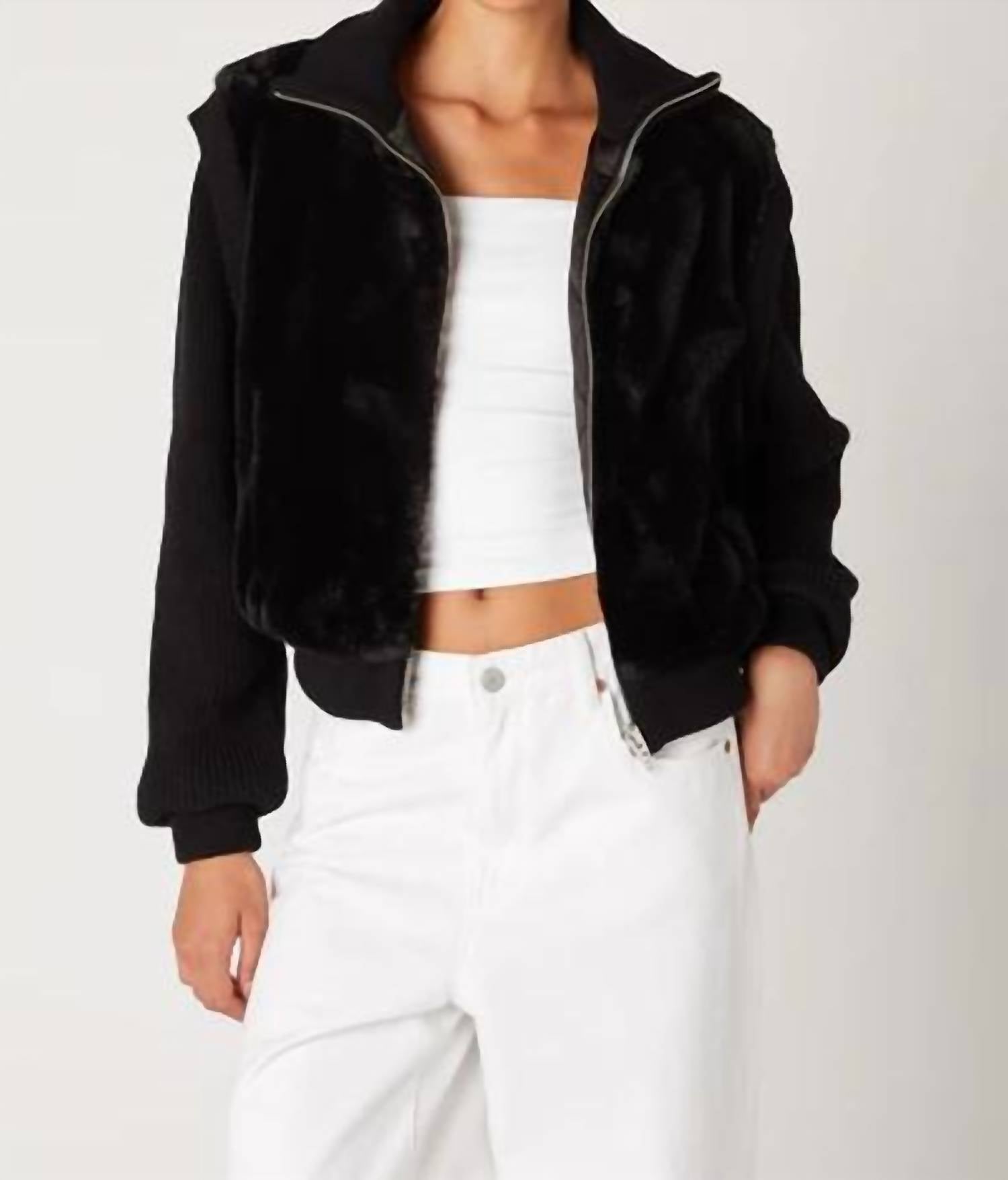 Blanknyc - Faux Fur Knit Bomber Jacket