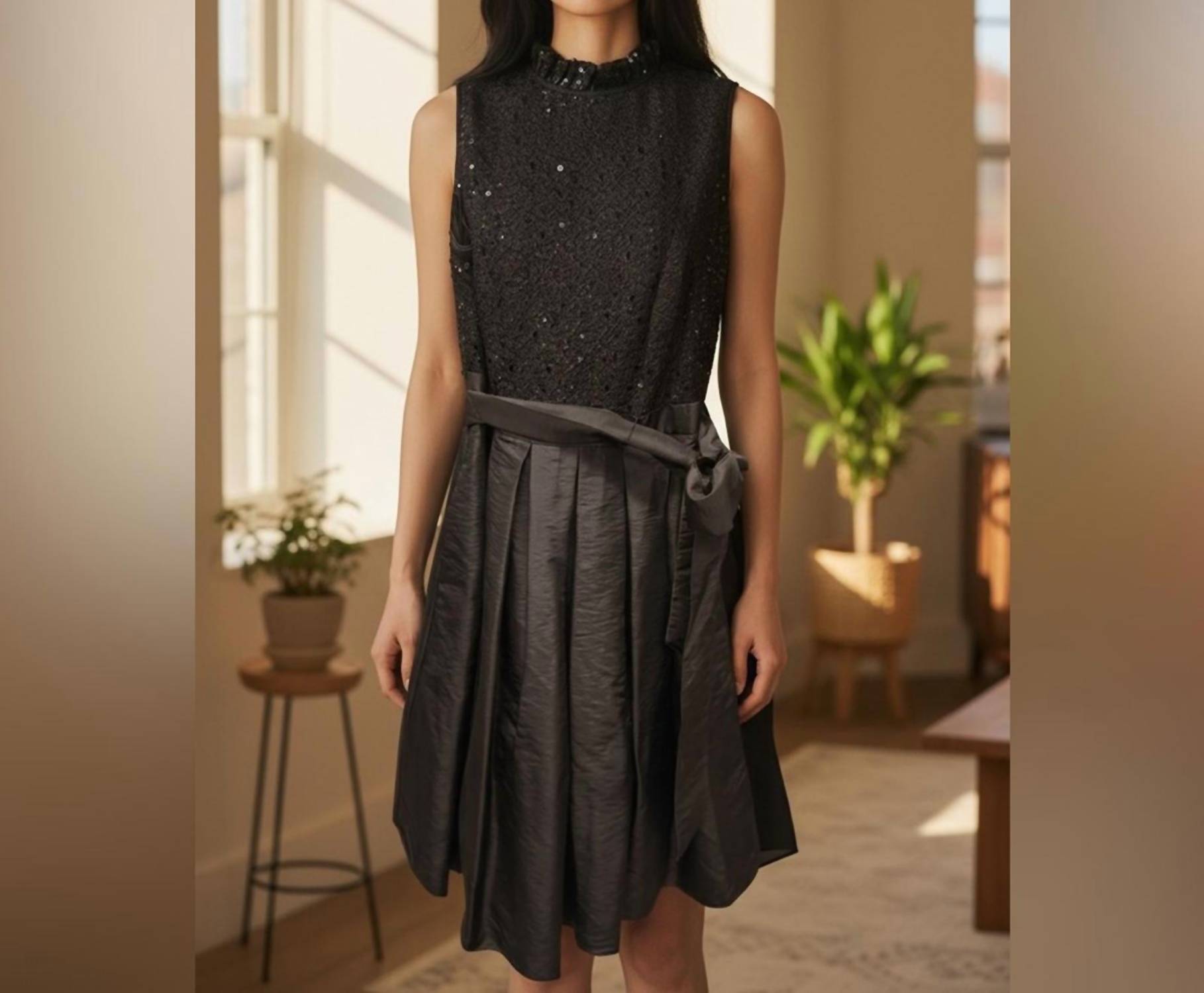 Jessica Howard Textured Mini Dress in black - women's dress