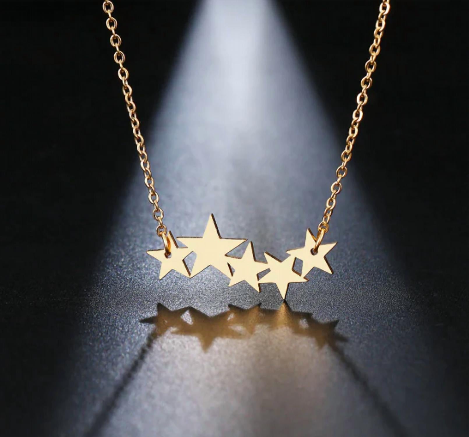 Harper & Jewels Women's Celestial Star Cluster Necklace in gold - women's jewelry - detail view