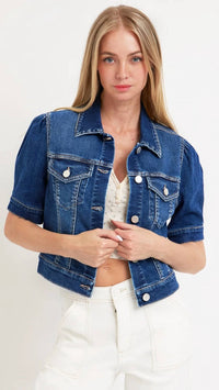 Risen - Puffed Short Sleeve Crop Jean Jacket