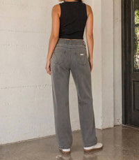 Lulu-B Relaxing denim jean in charcoal - women's jeans - detail view