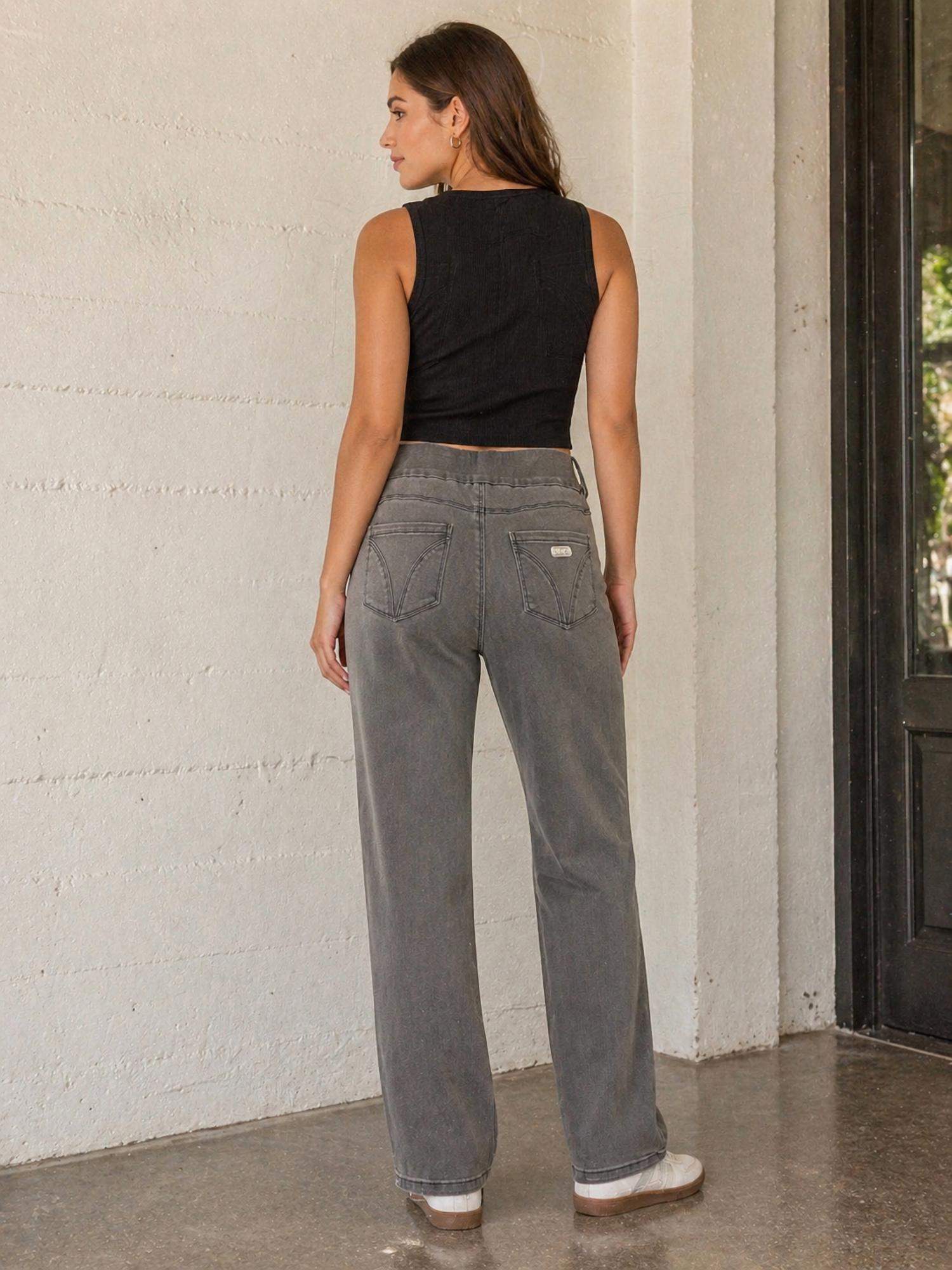 Lulu-B Relaxing denim jean in charcoal - women's jeans - alternate view