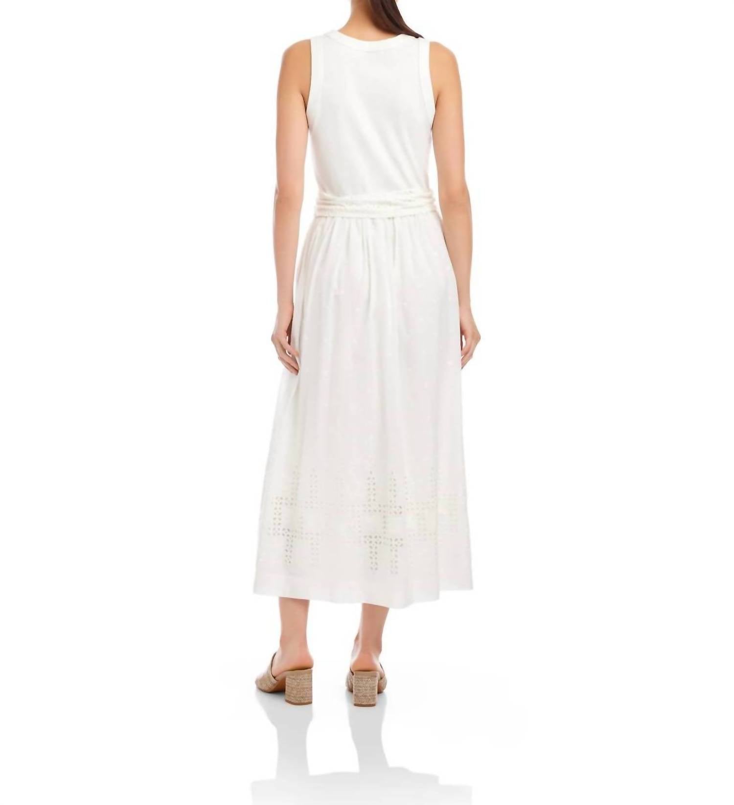 Fifteen Twenty Seline Contrast Midi Dress in off white - women's dress - detail view