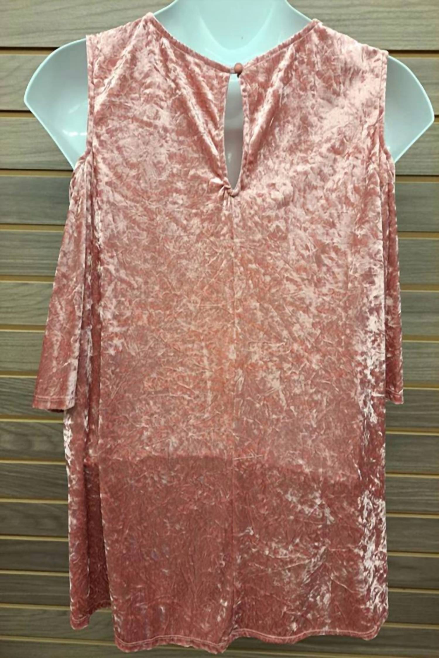 Janette Plus - Women's Velour Cold Shoulder One Top Button Back