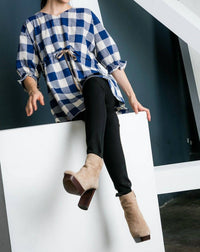 THML Checkered Past Tunic Top in blue - women's shirt - view 5