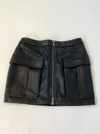 Vintage Havana Women's Leather Zip Front Skirt in black - women's skirt